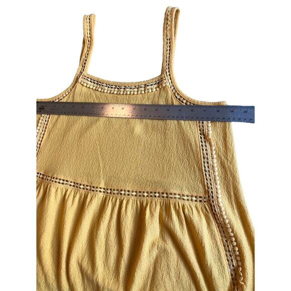 Womens Sun‎ Shirt Sz M Sleeveless Yellow Baby Doll Tank Top Crocheted Detail - Picture 5 of 8